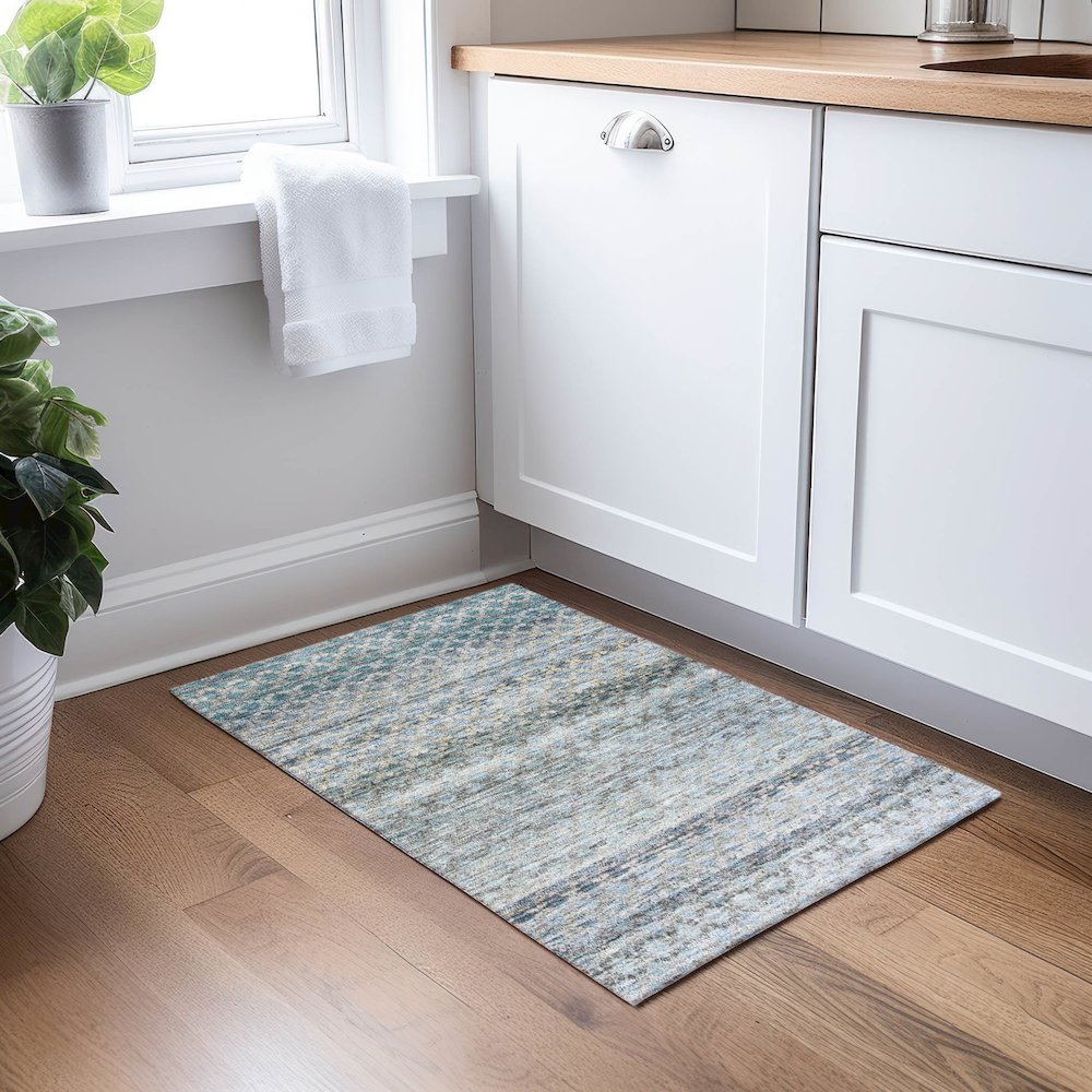 Luxury Washable Indoor/Outdoor Burano Blue 1'8" x 2'6" Rug