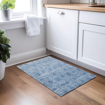 Luxury Washable Indoor/Outdoor Burano Blue 1'8" x 2'6" Rug