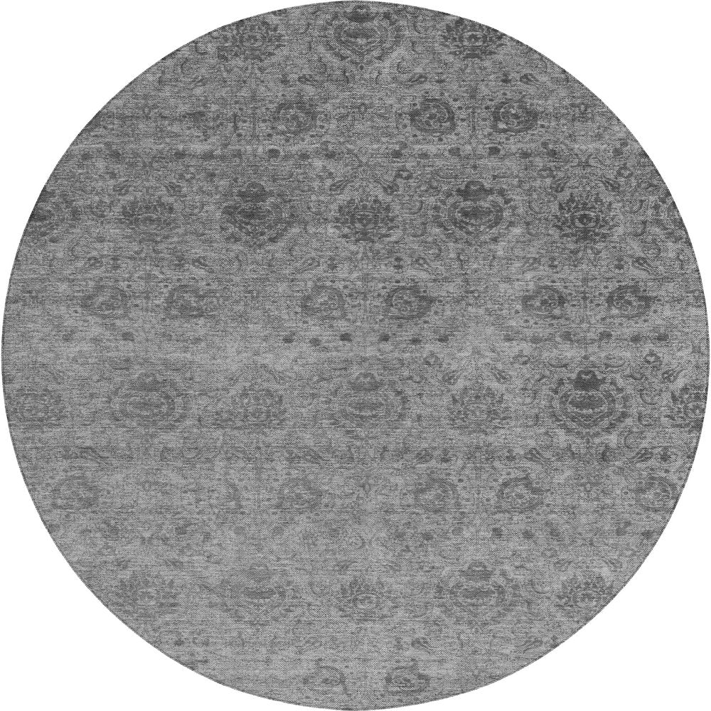 Luxury Washable Indoor/Outdoor Burano Gray 8' x 8' Round Rug