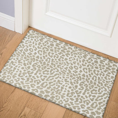 Safari Taupe Animal Animal Print 1'8" x 2'6" Accent Rug Taupe ASF32