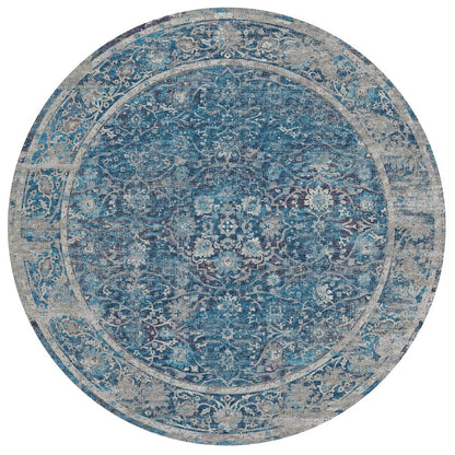 Indoor/Outdoor Marbella MB2 Navy Washable 8' x 8' Round Rug