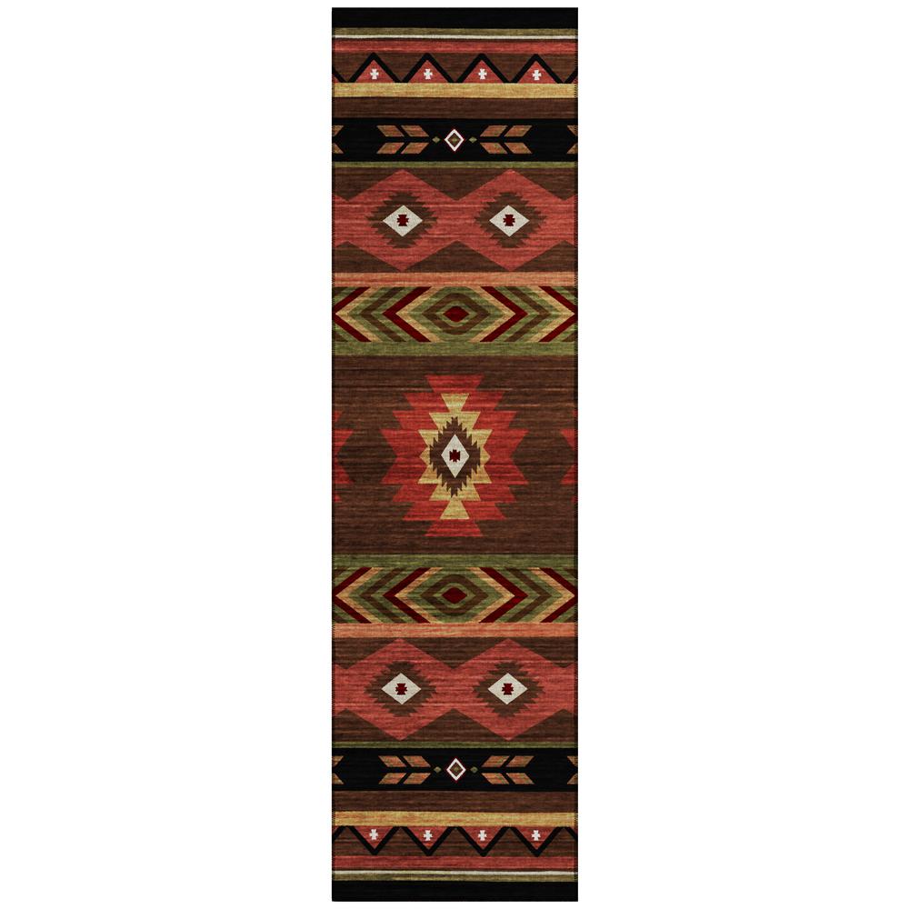 Indoor/Outdoor Phoenix PH3 Chocolate Washable 2'3" x 7'6" Runner Rug