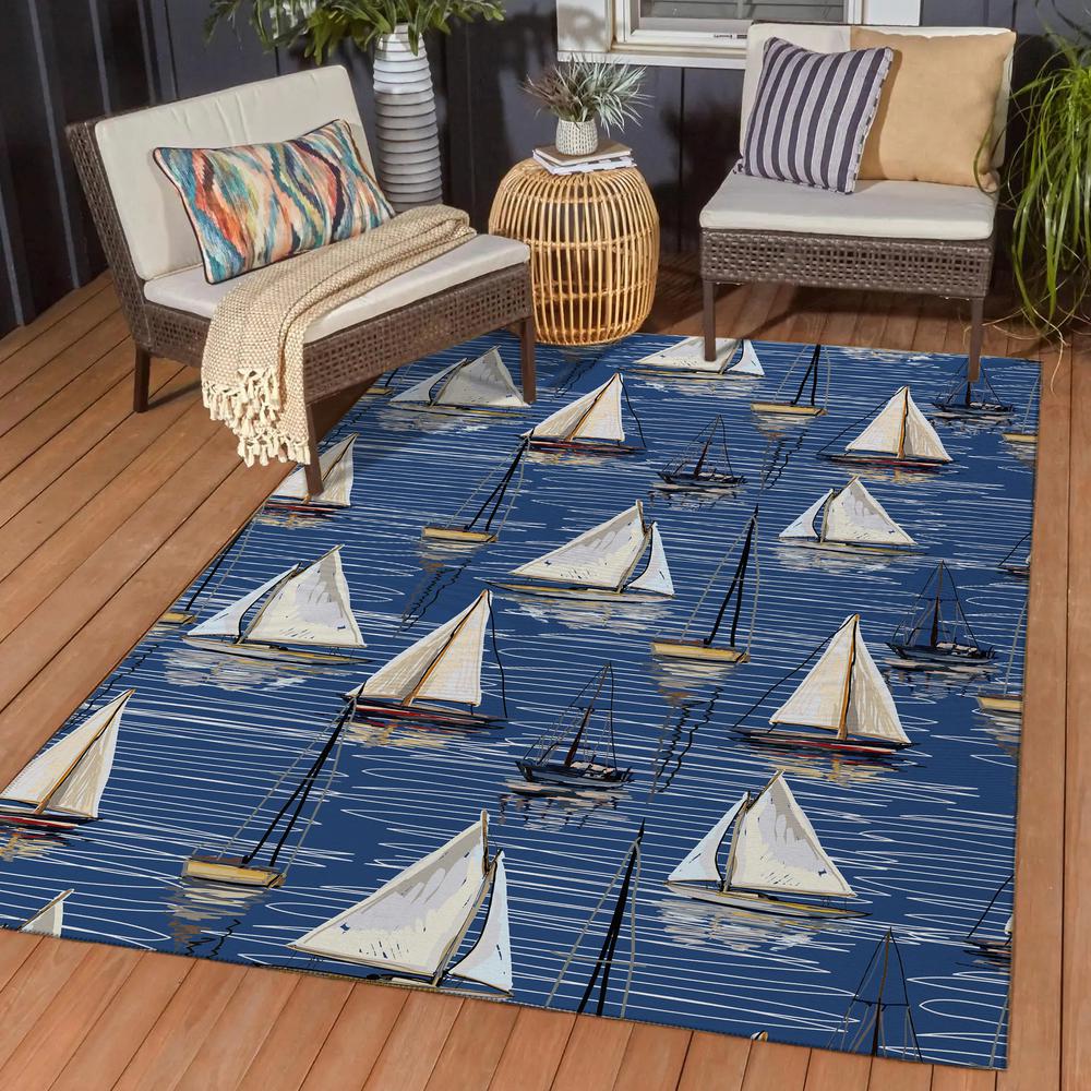 Indoor/Outdoor Harbor HA8 Navy Washable 2'6" x 3'10" Rug