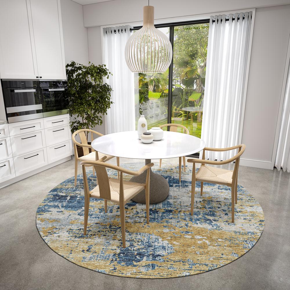 Indoor/Outdoor Accord AAC34 Blue Washable 8' x 8' Round Rug
