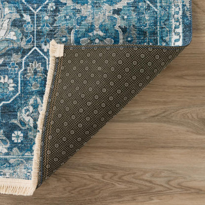Indoor/Outdoor Marbella MB4 Navy Washable 10' x 10' Round Rug
