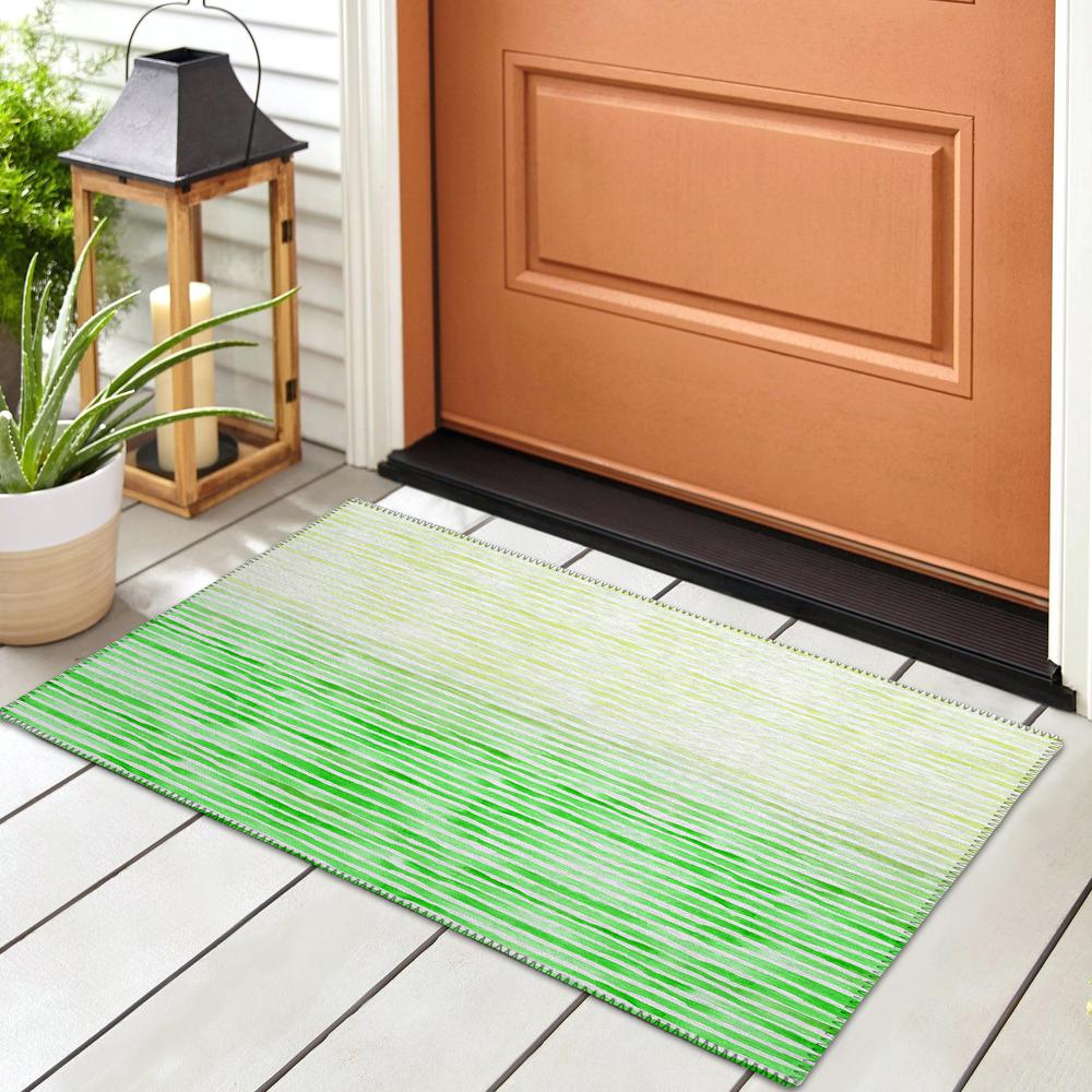 Indoor/Outdoor Surfside ASR38 Green Washable 1'8" x 2'6" Rug