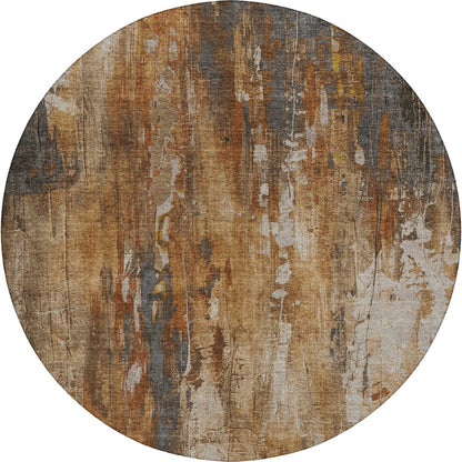 Luxury Washable Indoor/Outdoor Kochi Rust 8' x 8' Round Rug