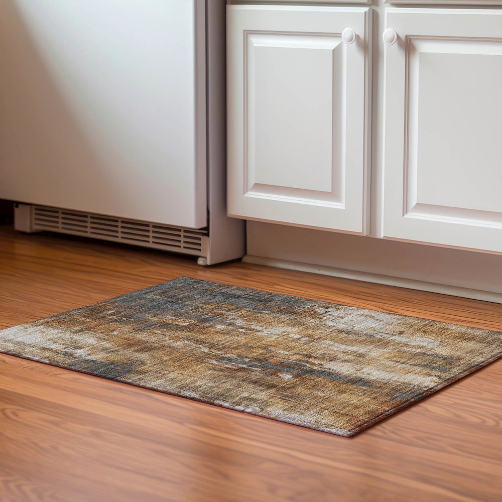 Luxury Washable Indoor/Outdoor Kochi Rust 1'8" x 2'6" Rug