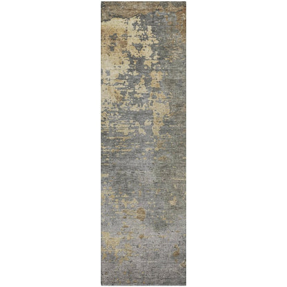 Luxury Washable Indoor/Outdoor Kochi Pewter 2'3" x 7'6" Runner Rug