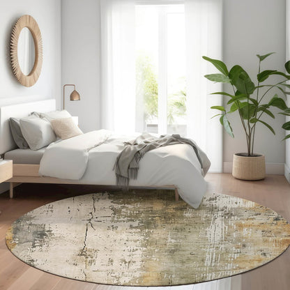 Luxury Washable Indoor/Outdoor Kochi Putty 8' x 8' Round Rug