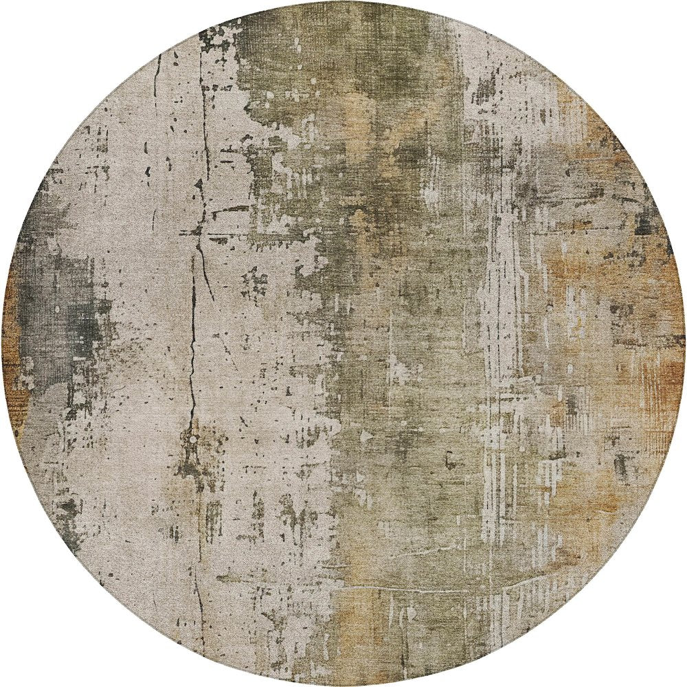 Luxury Washable Indoor/Outdoor Kochi Putty 8' x 8' Round Rug