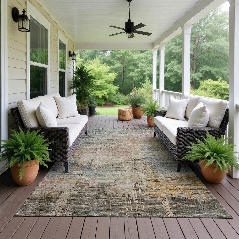 Luxury Washable Indoor/Outdoor Kochi Granite 2'6" x 3'10" Rug
