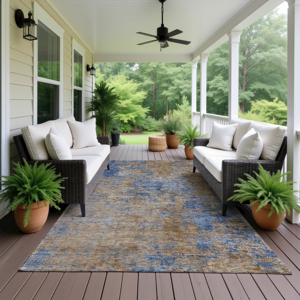 Luxury Washable Indoor/Outdoor Kochi Navy 2'6" x 3'10" Rug