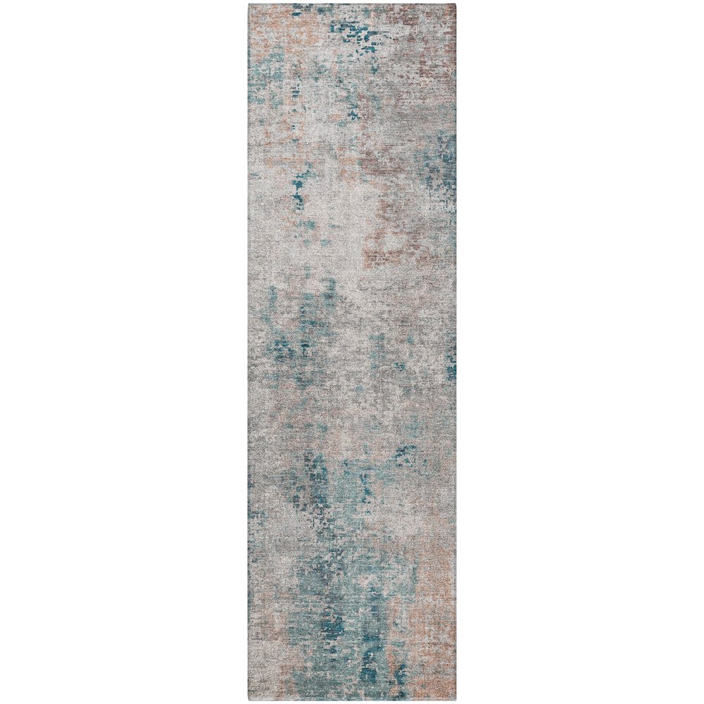 Luxury Washable Indoor/Outdoor Kochi Teal 2'3" x 7'6" Runner Rug