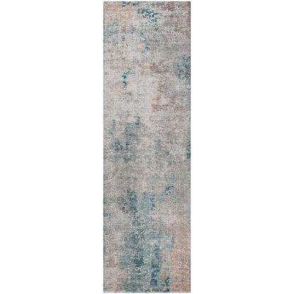 Luxury Washable Indoor/Outdoor Kochi Teal 2'3" x 7'6" Runner Rug