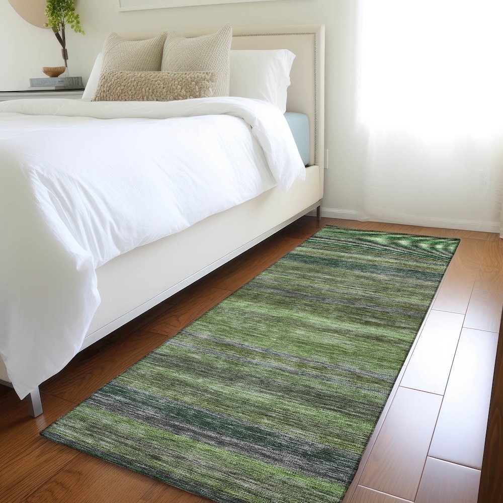 Luxury Washable Indoor/Outdoor Kochi Aloe 2'3" x 7'6" Runner Rug