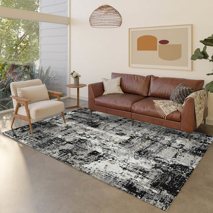Luxury Washable Indoor/Outdoor Kochi Black 2'6" x 3'10" Rug