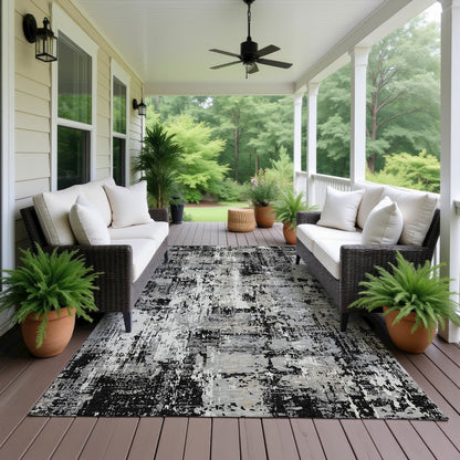 Luxury Washable Indoor/Outdoor Kochi Black 2'6" x 3'10" Rug