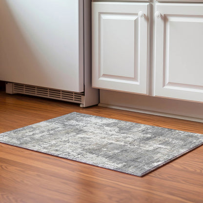 Luxury Washable Indoor/Outdoor Kochi Gray 1'8" x 2'6" Rug