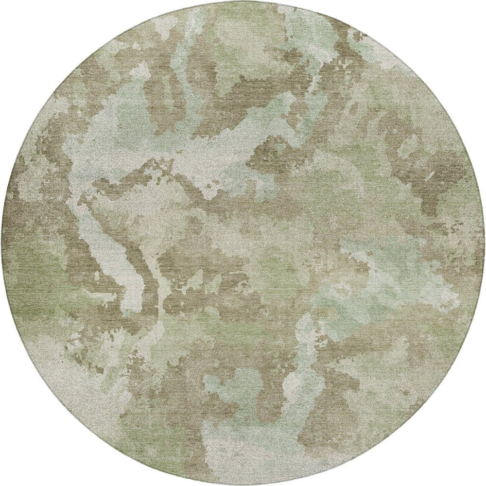 Luxury Washable Indoor/Outdoor Kochi Aloe 8' x 8' Round Rug