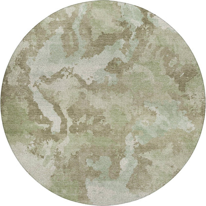 Luxury Washable Indoor/Outdoor Kochi Aloe 8' x 8' Round Rug