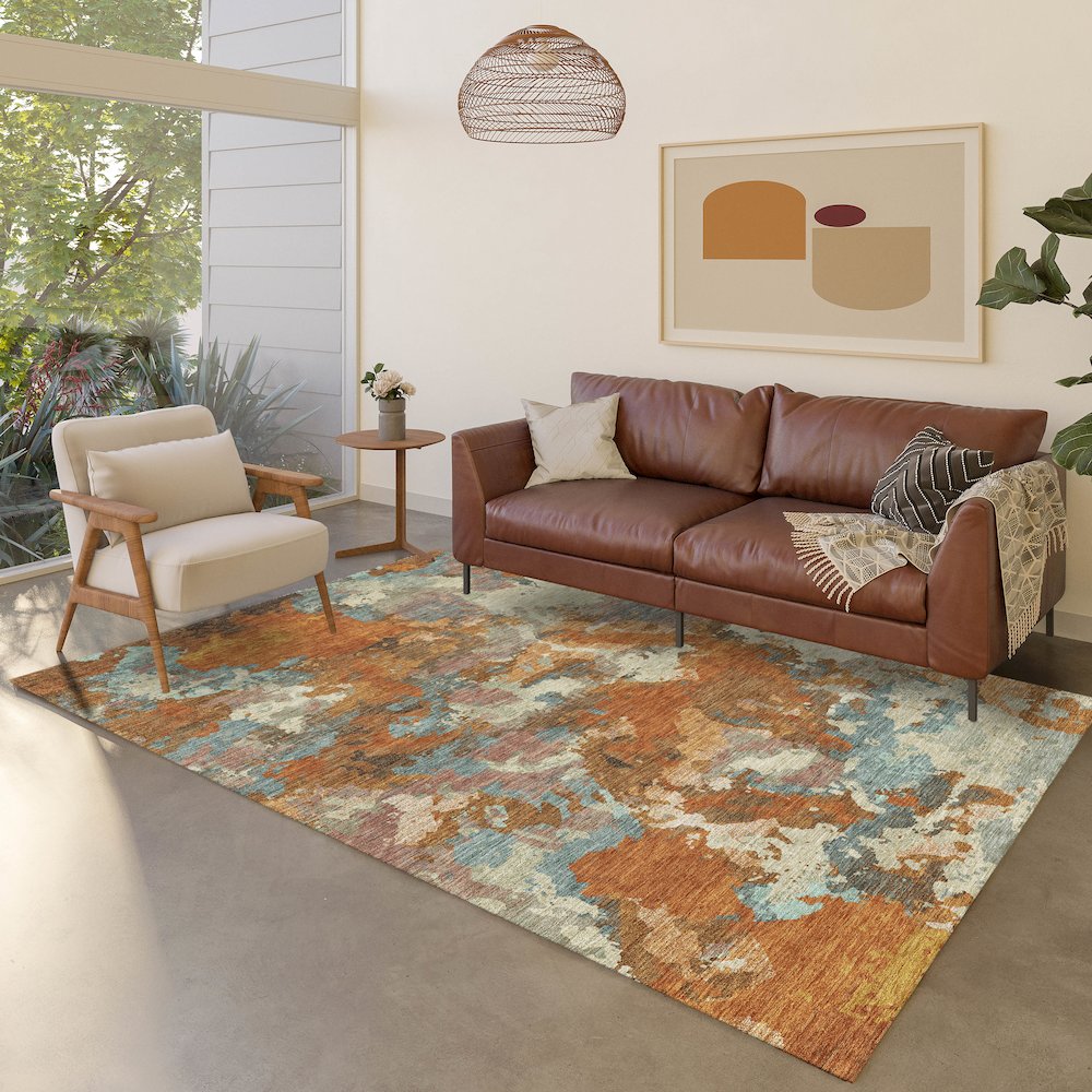 Luxury Washable Indoor/Outdoor Kochi Copper 2'6" x 3'10" Rug