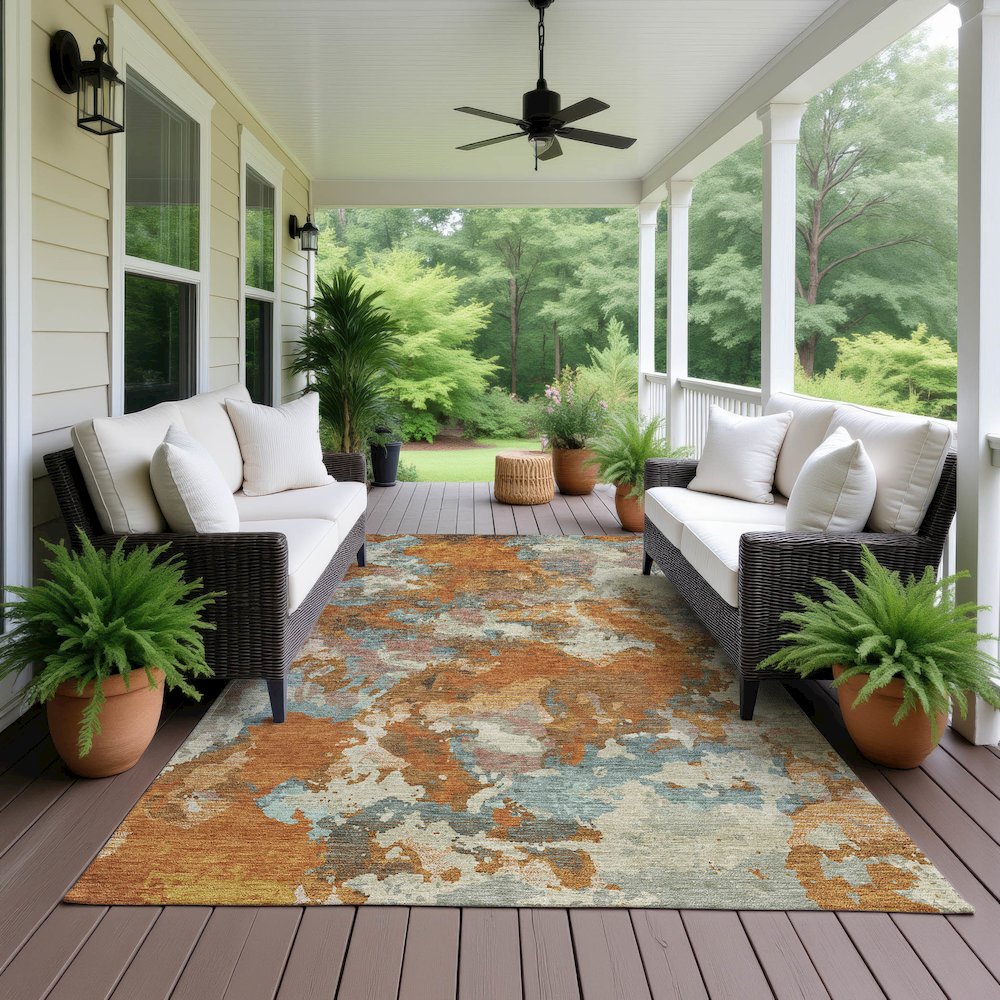 Luxury Washable Indoor/Outdoor Kochi Copper 2'6" x 3'10" Rug
