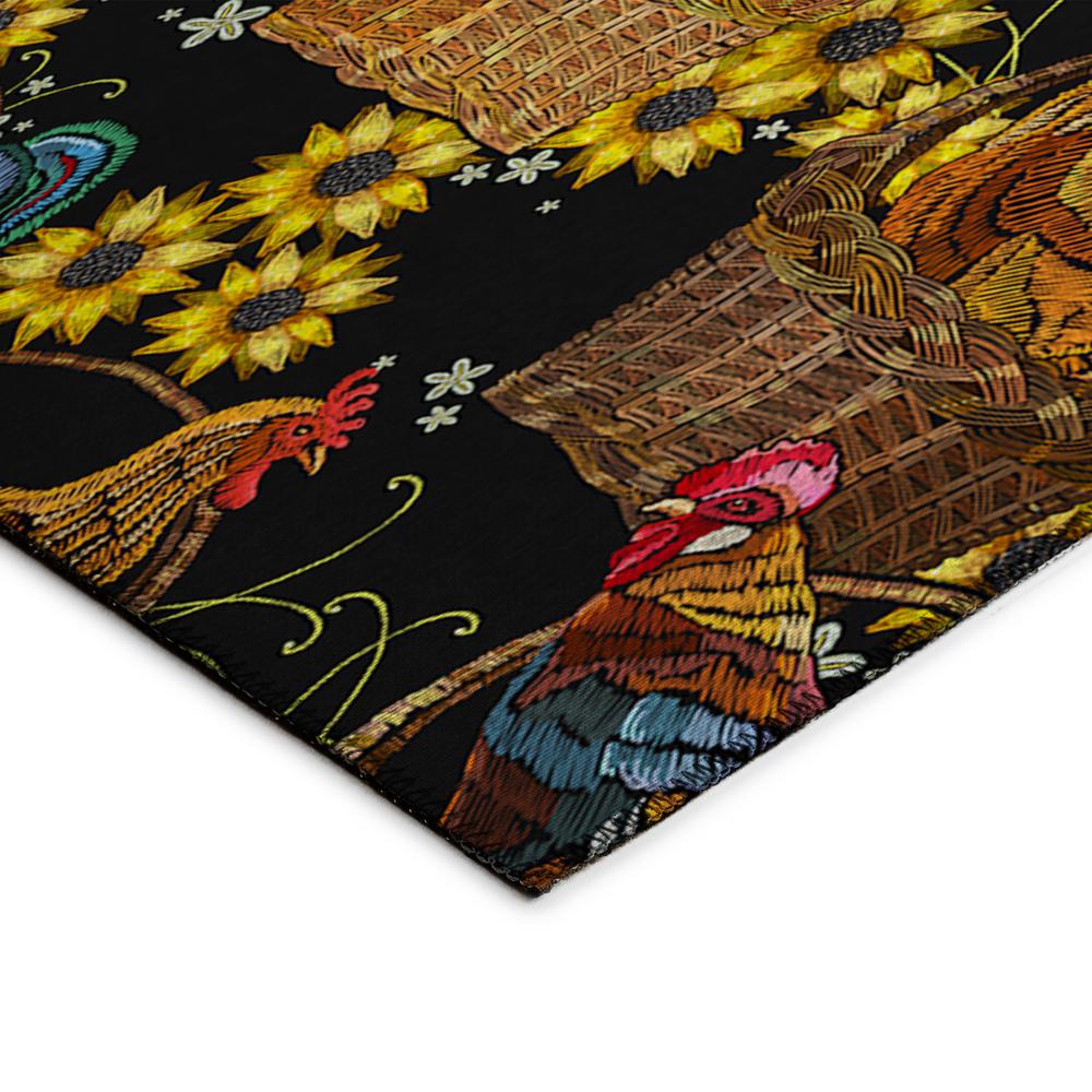 Indoor/Outdoor Kendall KE2 Black Washable 10' x 14' Rug