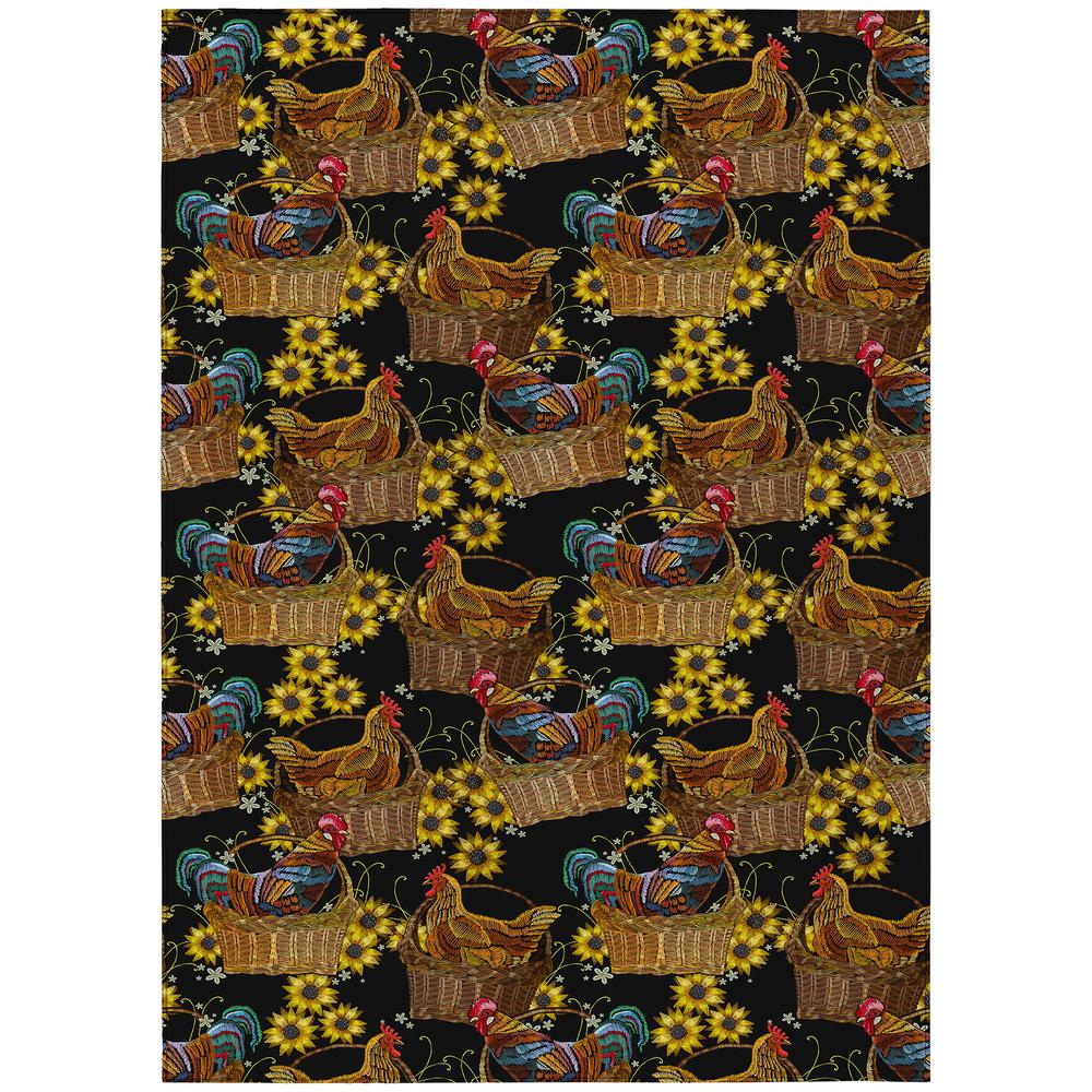 Indoor/Outdoor Kendall KE2 Black Washable 10' x 14' Rug