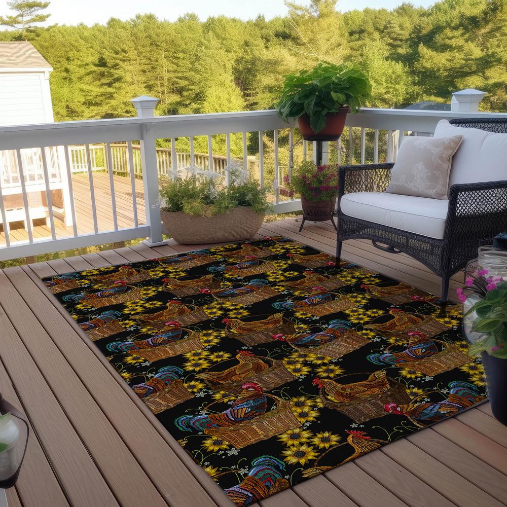 Indoor/Outdoor Kendall KE2 Black Washable 10' x 14' Rug