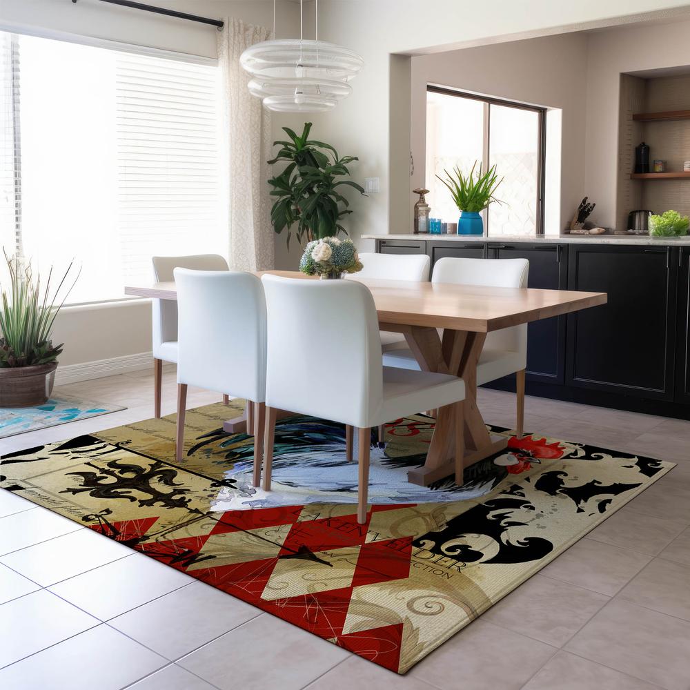 Indoor/Outdoor Kendall KE3 Khaki Washable 10' x 14' Rug