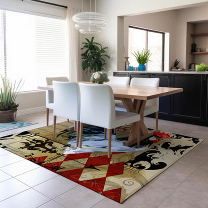 Indoor/Outdoor Kendall KE3 Khaki Washable 10' x 14' Rug
