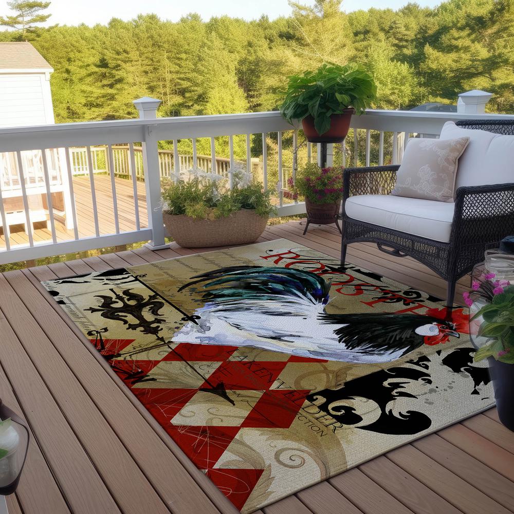 Indoor/Outdoor Kendall KE3 Khaki Washable 10' x 14' Rug