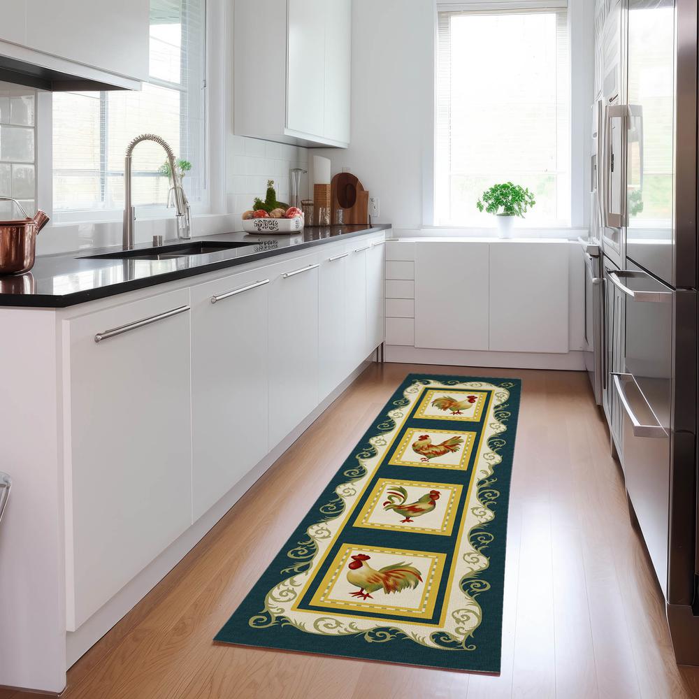 Indoor/Outdoor Kendall KE4 Black Washable 2'3" x 7'6" Runner Rug