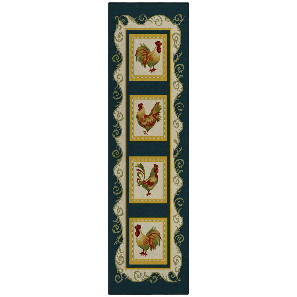 Indoor/Outdoor Kendall KE4 Black Washable 2'3" x 7'6" Runner Rug