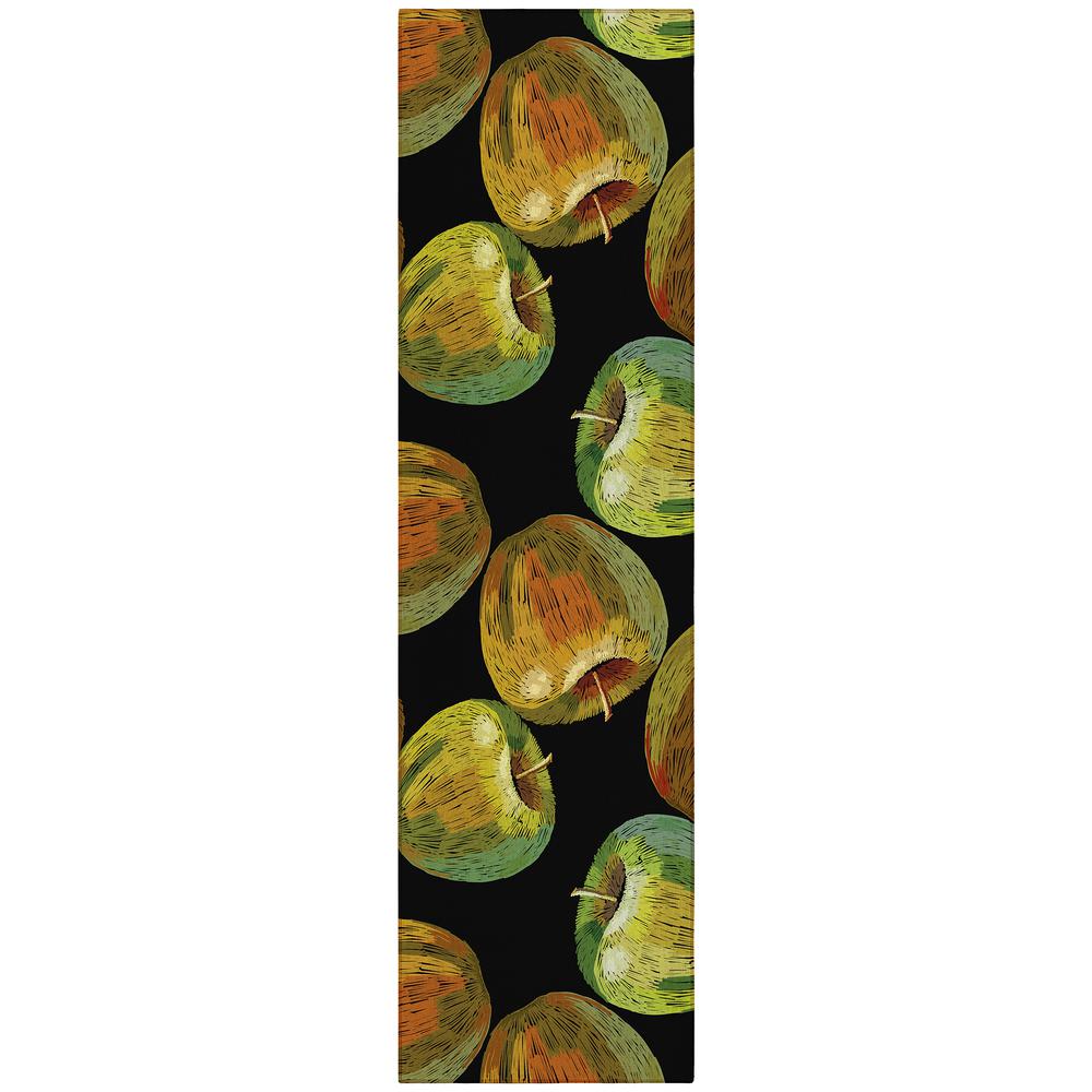 Indoor/Outdoor Kendall KE8 Black Washable 2'3" x 7'6" Runner Rug
