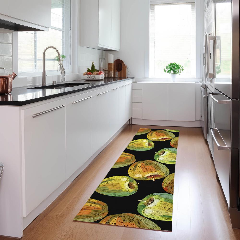 Indoor/Outdoor Kendall KE8 Black Washable 2'3" x 7'6" Runner Rug