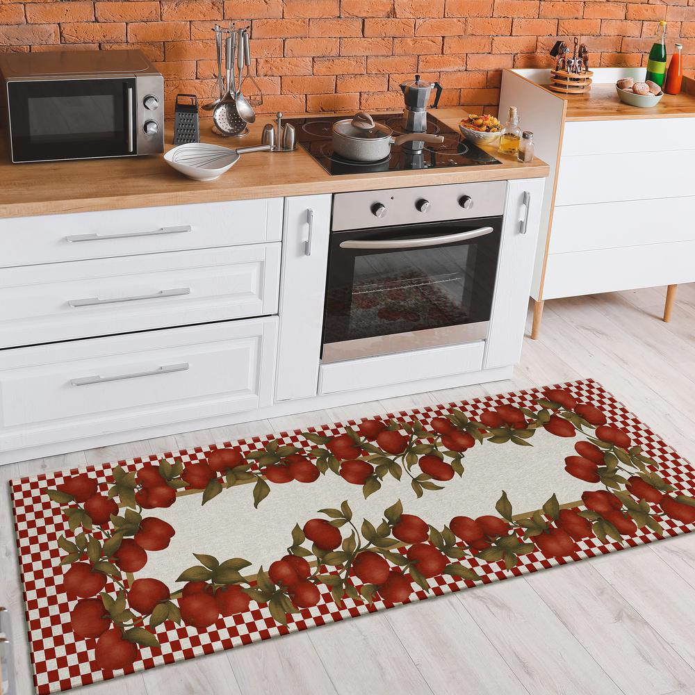 Indoor/Outdoor Kendall KE9 Red Washable 2'3" x 7'6" Runner Rug