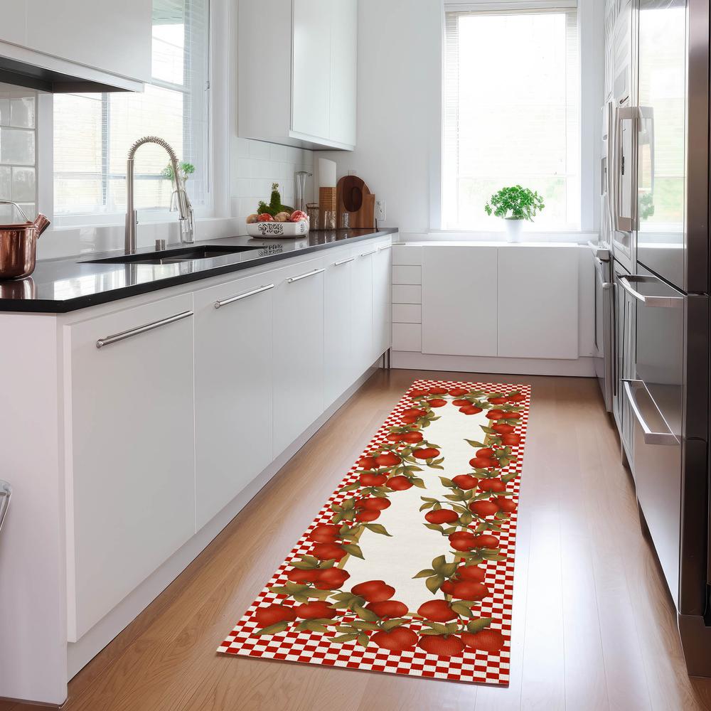 Indoor/Outdoor Kendall KE9 Red Washable 2'3" x 7'6" Runner Rug