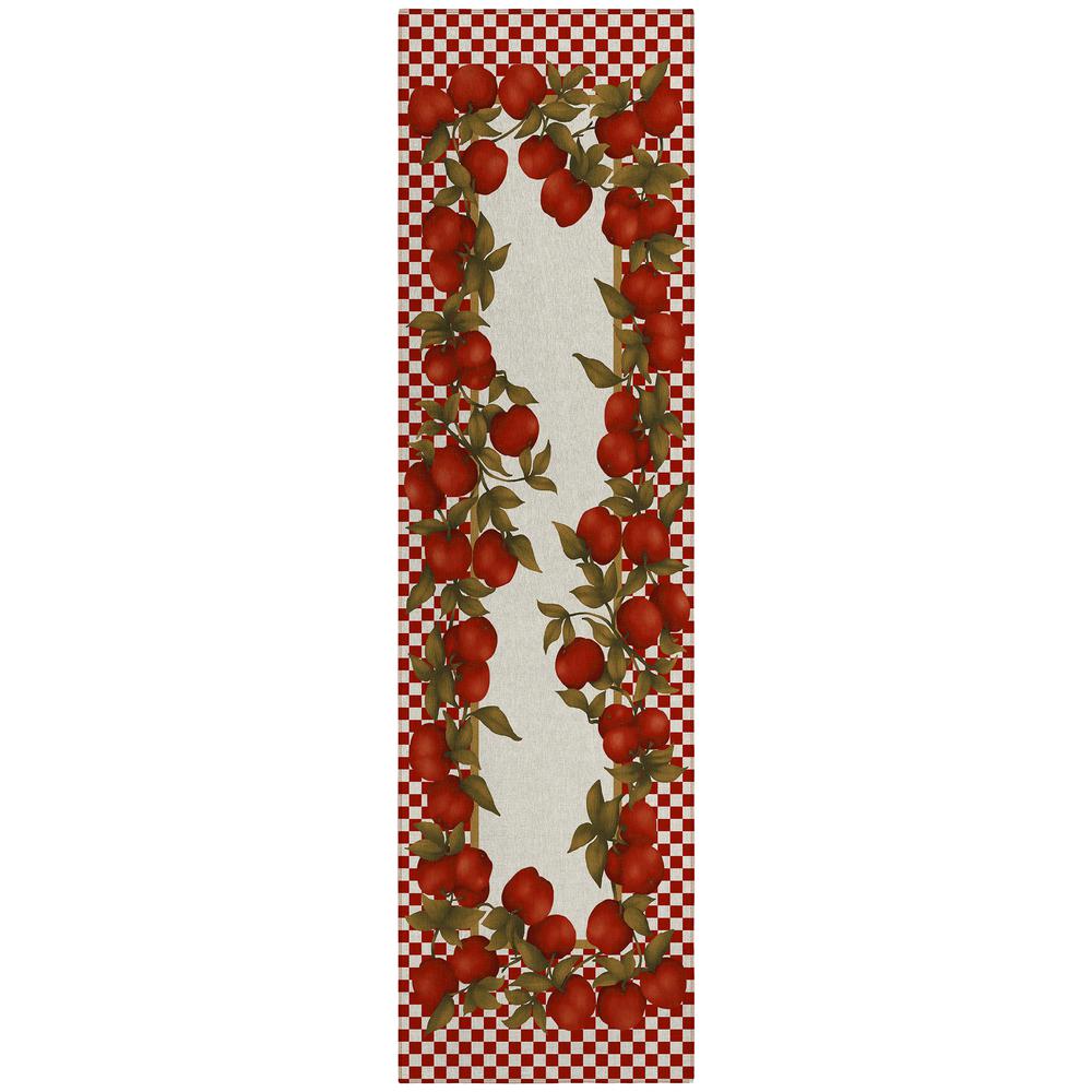 Indoor/Outdoor Kendall KE9 Red Washable 2'3" x 7'6" Runner Rug