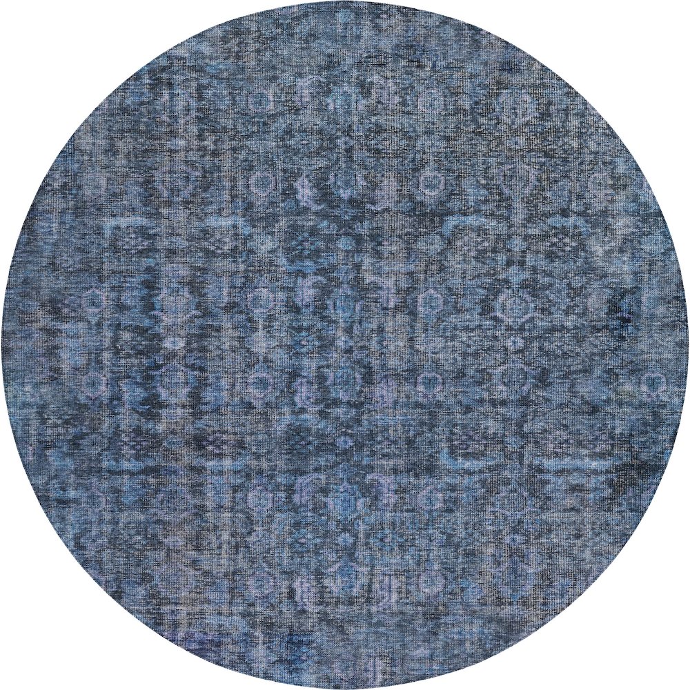 Indoor/Outdoor Karaj Blue 8' x 8' Round Rug