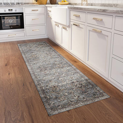 Indoor/Outdoor Marbella MB4 Silver Washable 2'3" x 7'6" Runner Rug