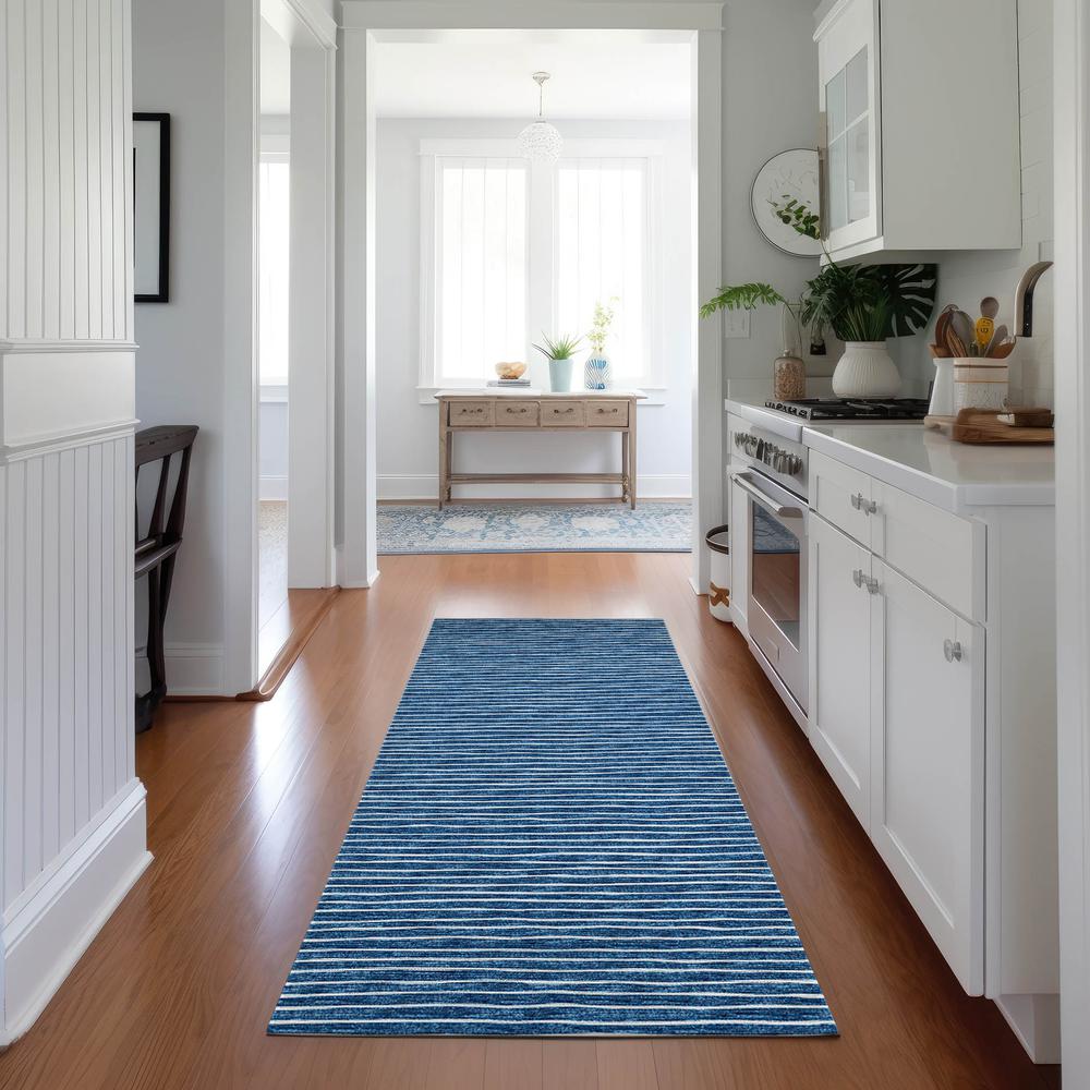 Indoor/Outdoor Laidley LA1 Navy Washable 2'3" x 10' Rug