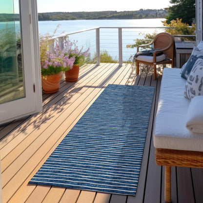 Indoor/Outdoor Laidley LA1 Navy Washable 2'3" x 10' Rug