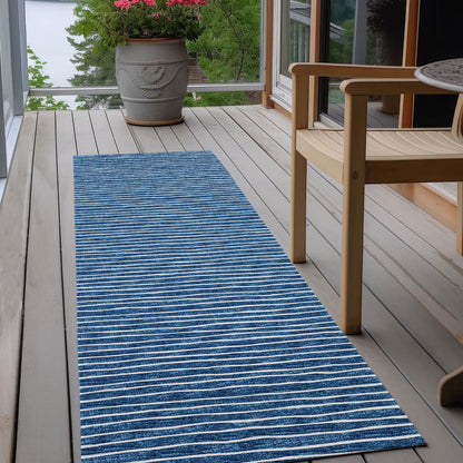 Indoor/Outdoor Laidley LA1 Navy Washable 2'3" x 10' Rug