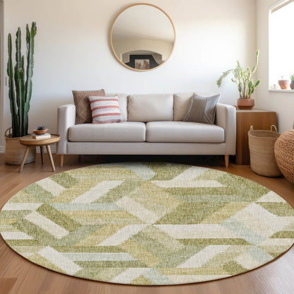 Luxury Washable Lorenzo Aloe 8' x 8' Round Rug
