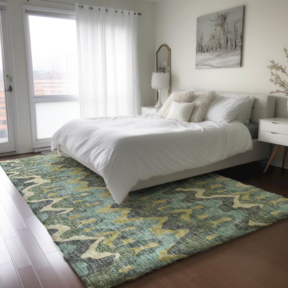 Luxury Washable Lorenzo Teal 2'6" x 3'10" Rug