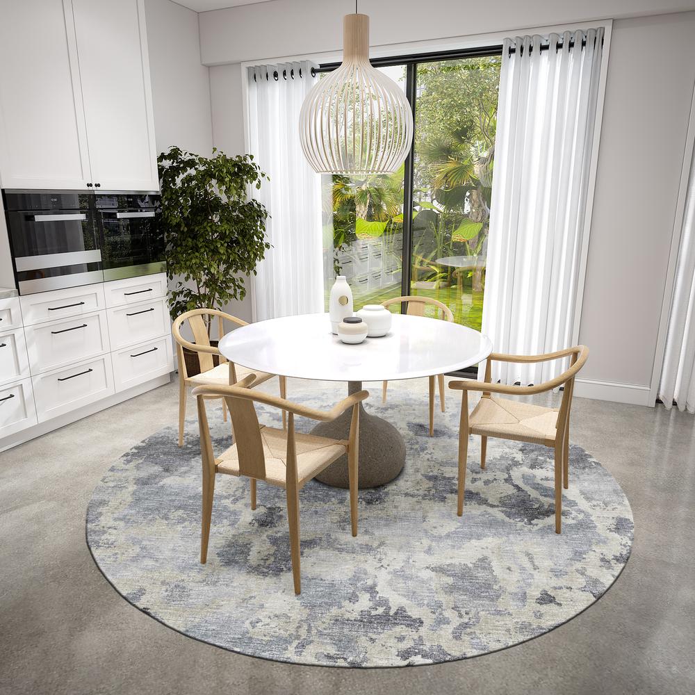 Indoor/Outdoor Accord AAC32 Gray Washable 8' x 8' Round Rug