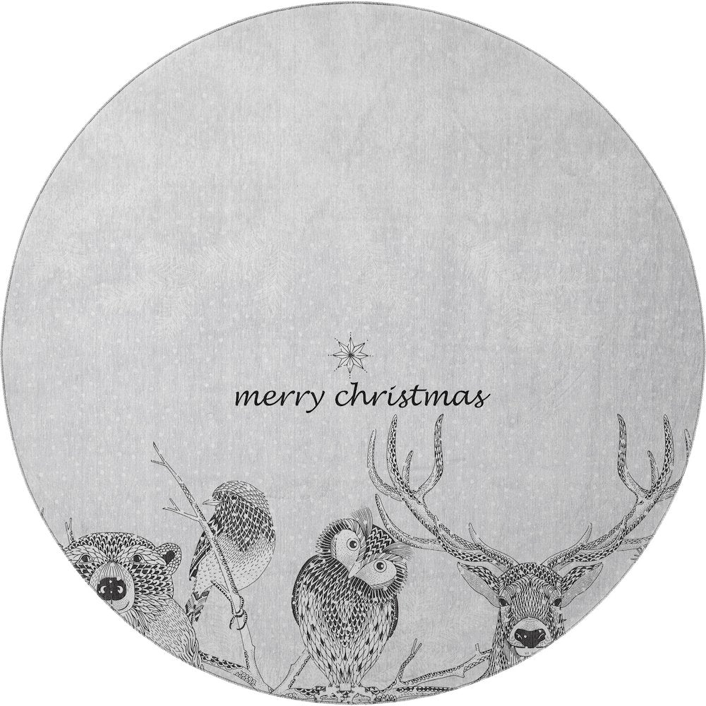 Luxury Washable Indoor/Outdoor Merry & Bright Flannel 8' x 8' Round Rug