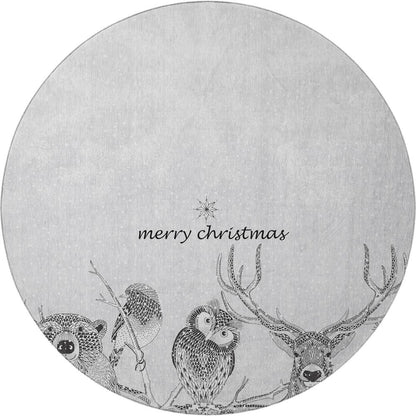 Luxury Washable Indoor/Outdoor Merry & Bright Flannel 8' x 8' Round Rug